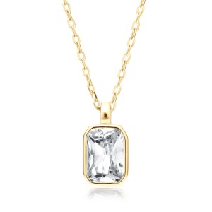 Lantisor argint placat cu aur galben cu piatra DiAmanti Z2029NG_W-DIA (Argint 925‰ 1,9 g.)